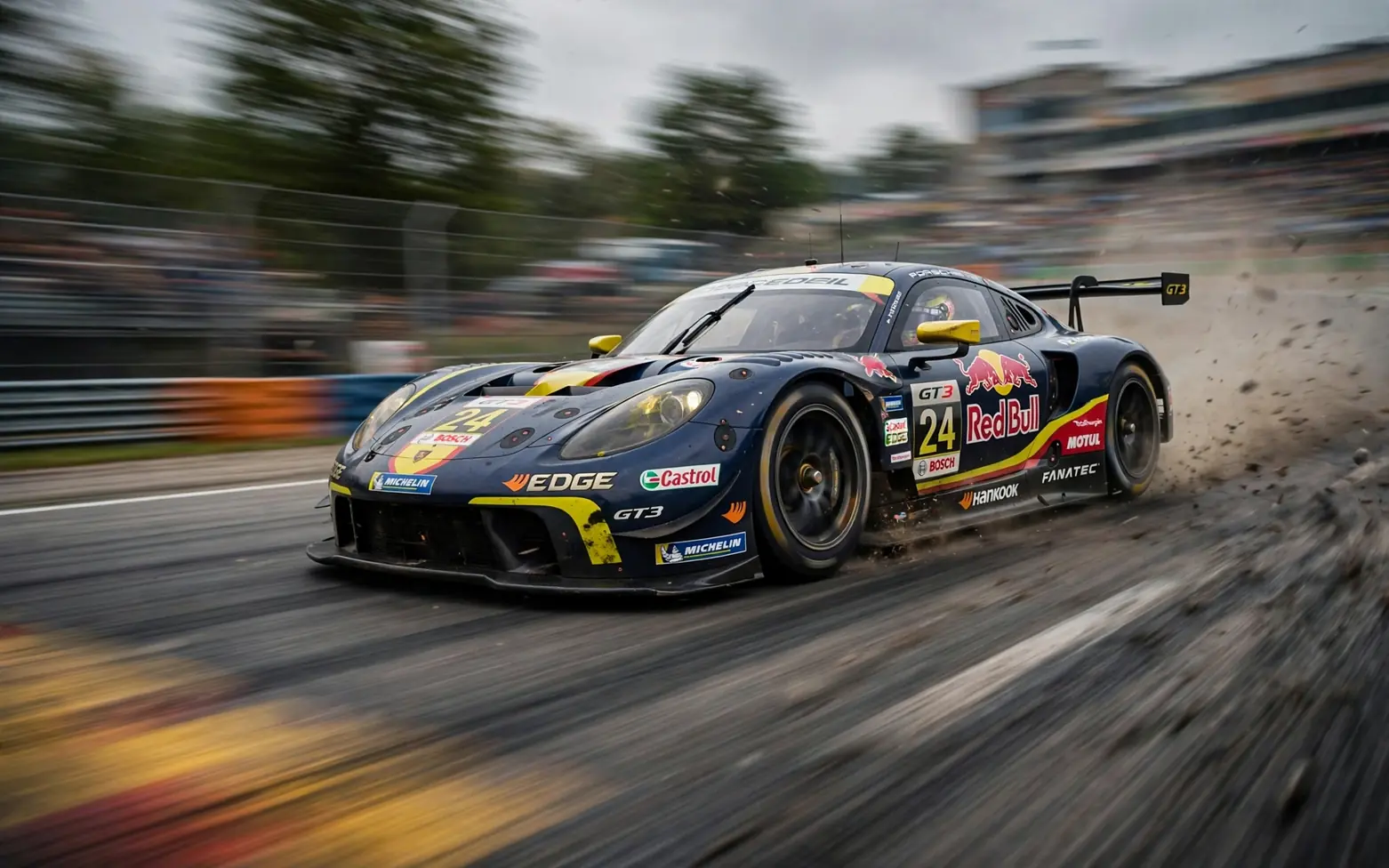 Acceleration converter second hero: race car accelerating with motion blur