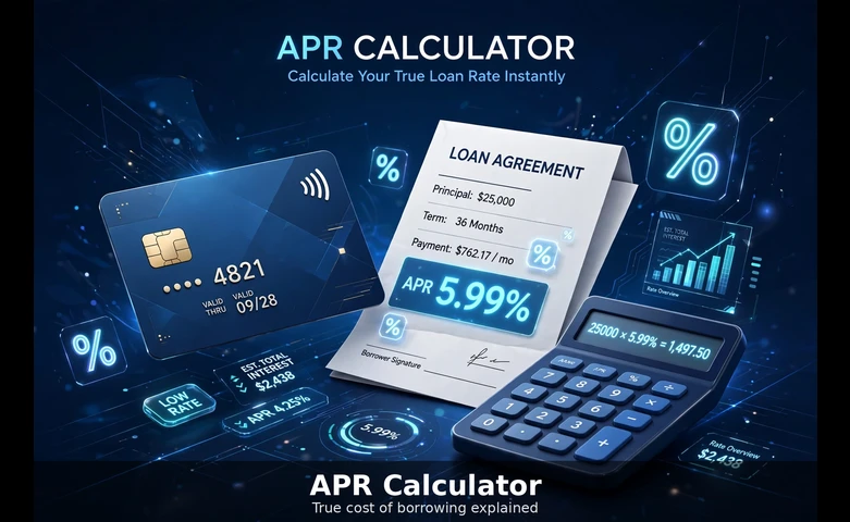 Bar chart showing APR rising with upfront fees on a 100,000 dollar loan at 6 percent nominal over 30 years: 6.000 percent with no fees, rising to about 6.47 percent with 5,000 dollars of fees