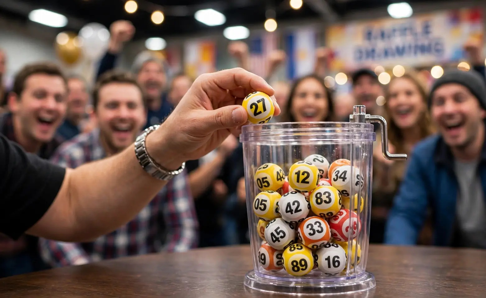 Random number generator second hero: raffle drawing with numbered balls